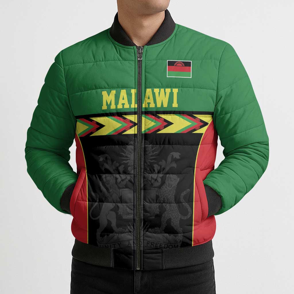 Malawi Cricket Custom Bomber Puffer Jacket Malawi Chevron Pattern - Wonder Print Shop
