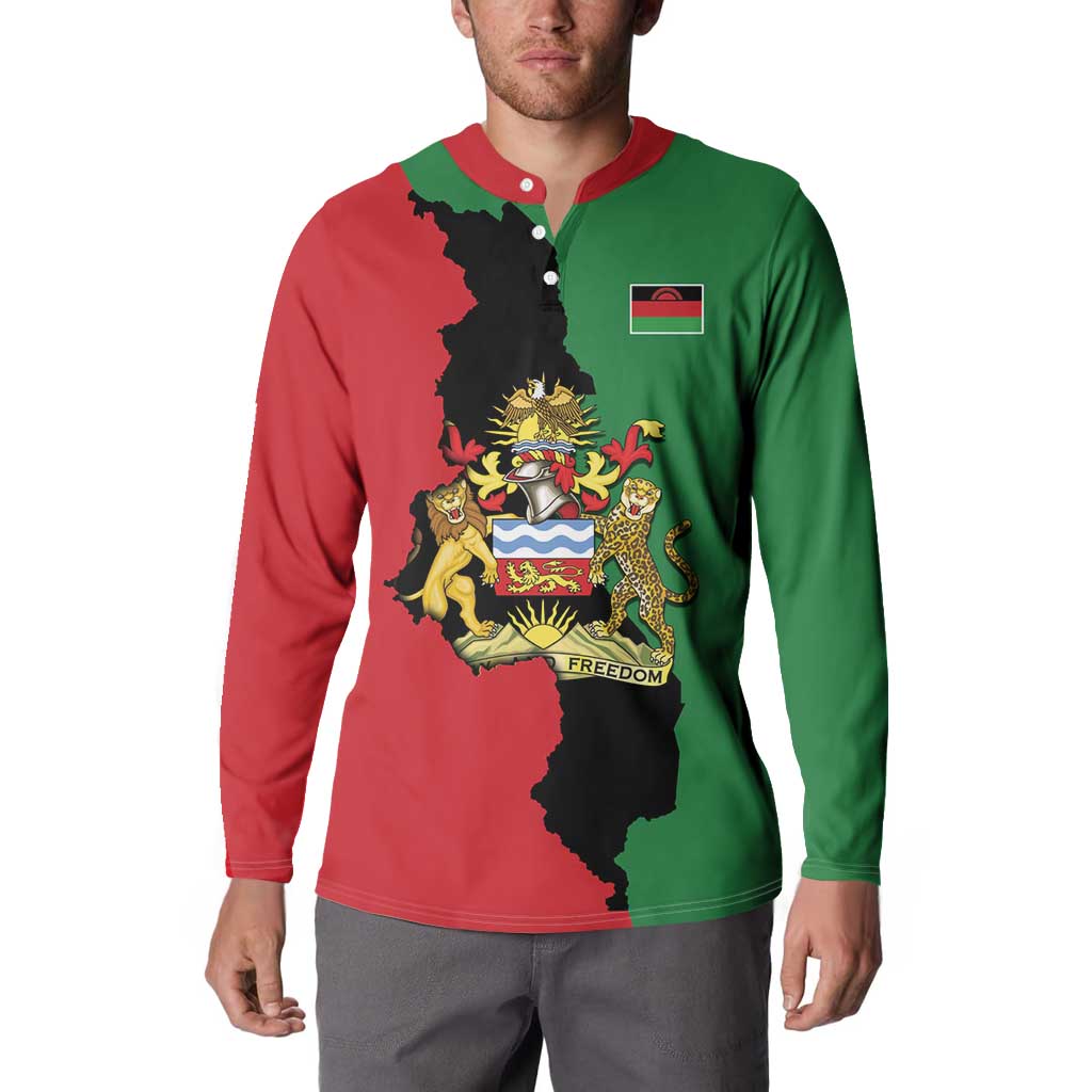 Malawi Flag Map Button Sweatshirt Simple Malawi Emblem Coat of Arms - Wonder Print Shop