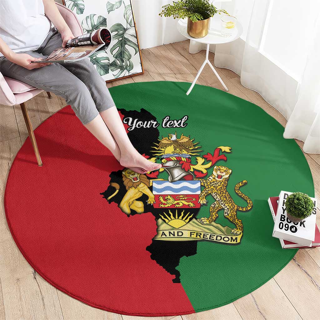 Malawi Flag Map Round Carpet Simple Malawi Emblem Coat of Arms - Wonder Print Shop