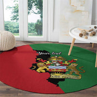 Malawi Flag Map Round Carpet Simple Malawi Emblem Coat of Arms - Wonder Print Shop