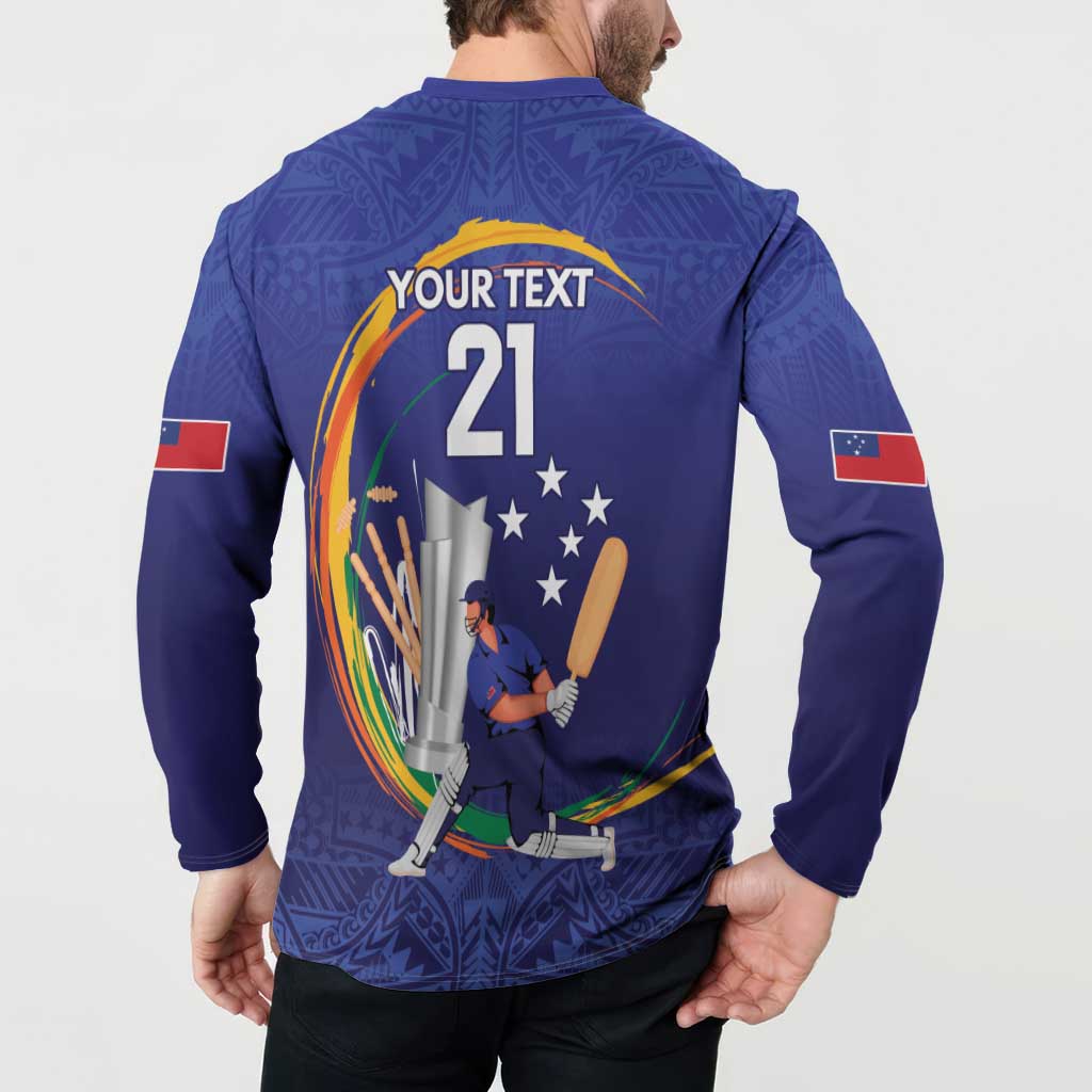 Custom Cricket Samoa East Asia-Pacific Button Sweatshirt Samoa Storming the Limits - Wonder Print Shop
