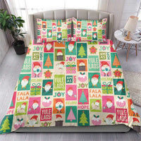 Christmas duvet cover bedding set with colorful patchwork pattern and matching pillow covers