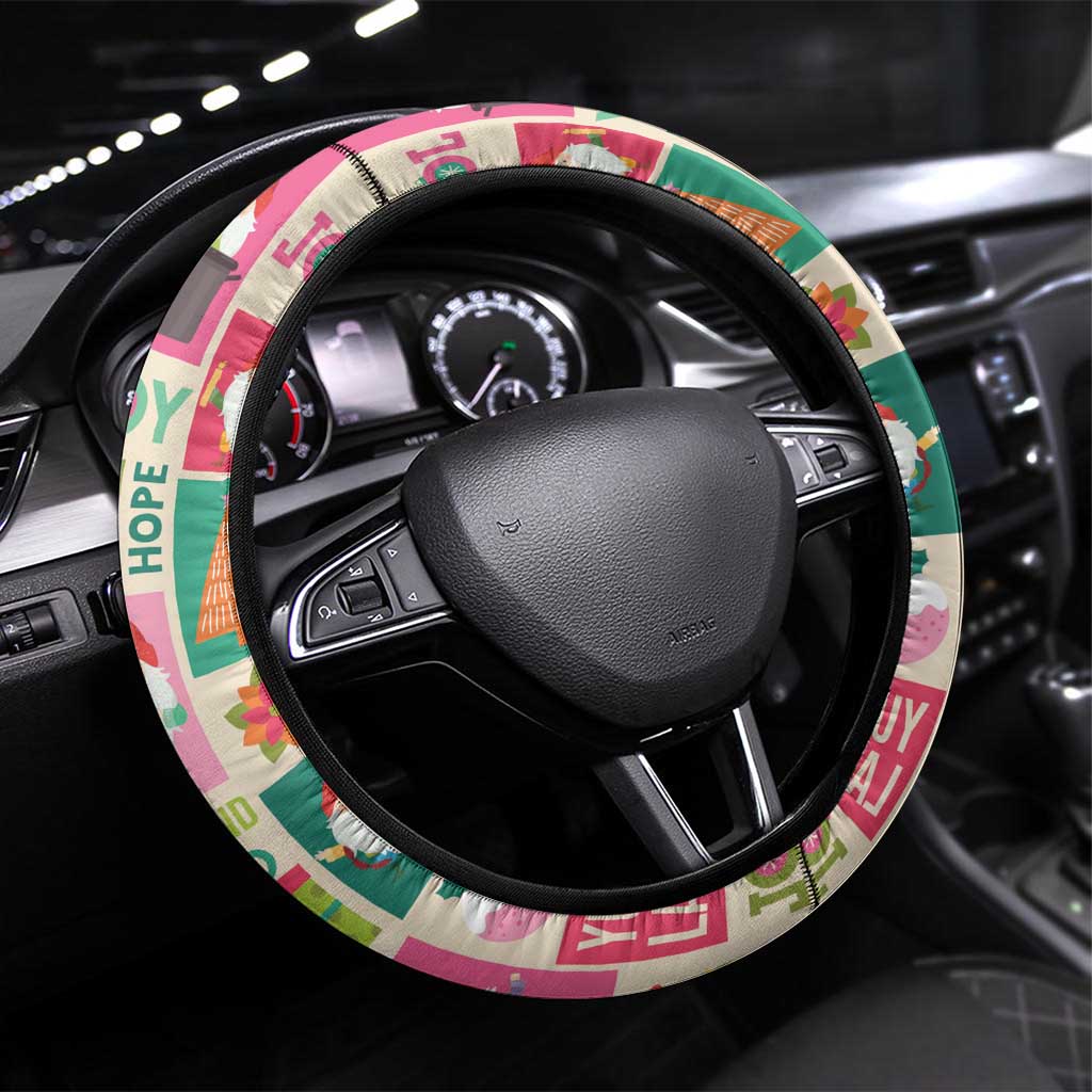 Cute Yule Lads Christmas Steering Wheel Cover Icelandic Jolasveinar Hippie Style - Wonder Print Shop