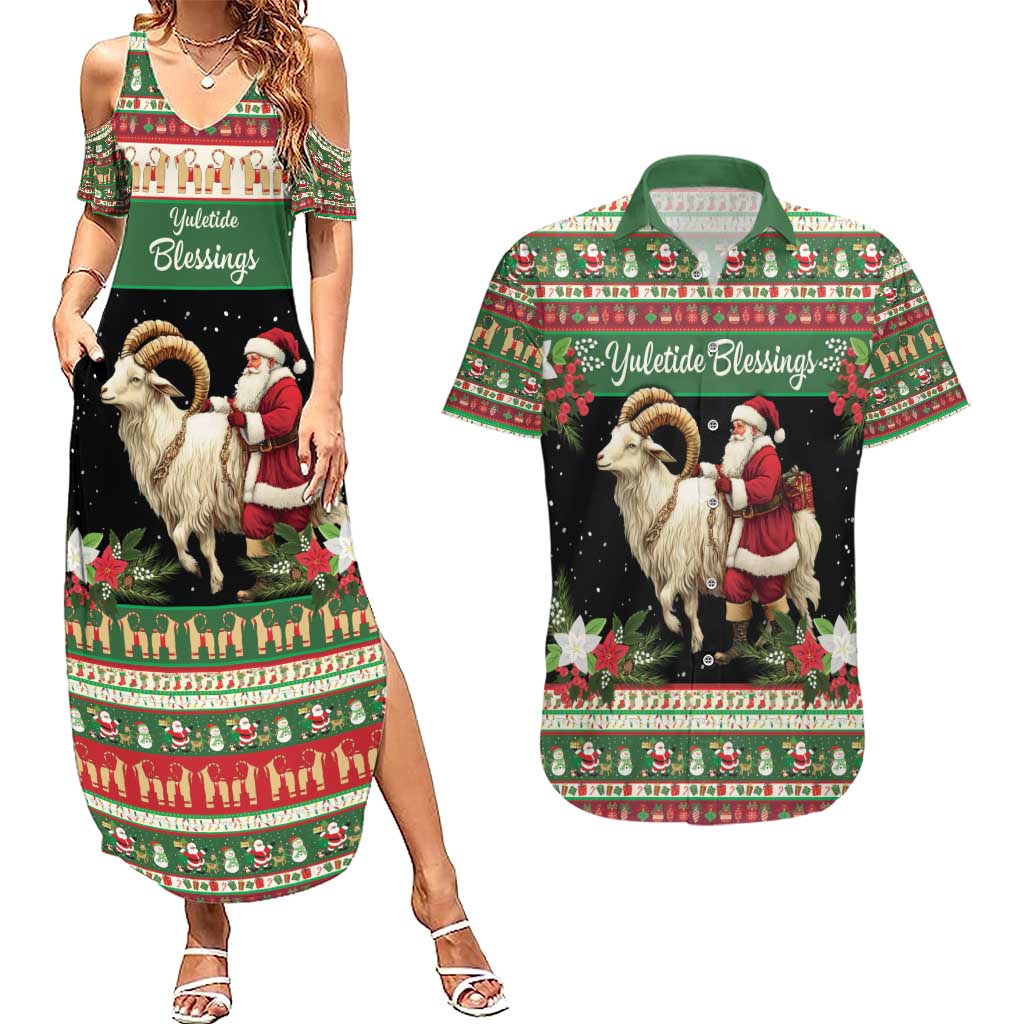 Yule Goat Personalized Couples Matching Summer Maxi Dress and Hawaiian Shirt Scandanavian Mythology LT9 - Wonder Print Shop