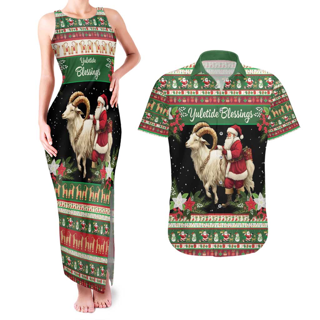 Yule Goat Personalized Couples Matching Tank Maxi Dress and Hawaiian Shirt Scandanavian Mythology LT9 - Wonder Print Shop