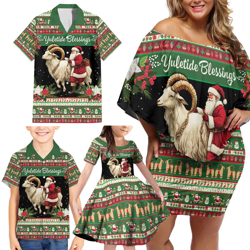 Yule Goat Personalized Family Matching Off Shoulder Short Dress and Hawaiian Shirt Scandanavian Mythology LT9 - Wonder Print Shop