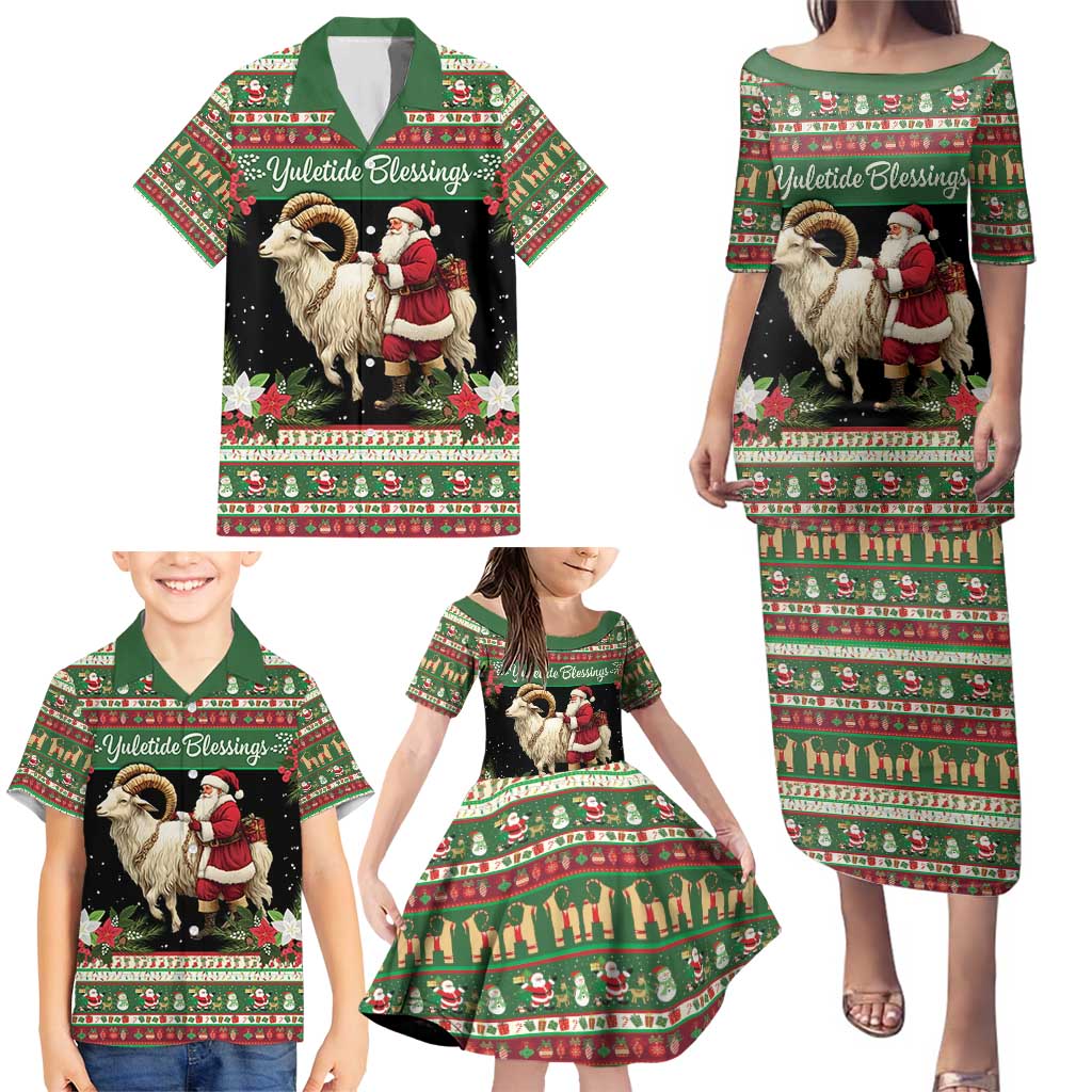 Yule Goat Personalized Family Matching Puletasi and Hawaiian Shirt Scandanavian Mythology - Wonder Print Shop