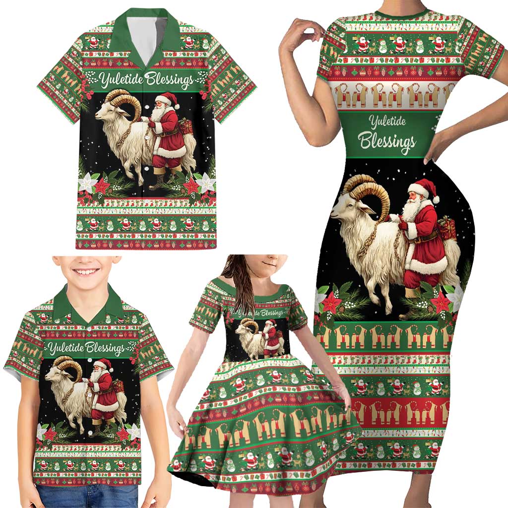 Yule Goat Personalized Family Matching Short Sleeve Bodycon Dress and Hawaiian Shirt Scandanavian Mythology - Wonder Print Shop