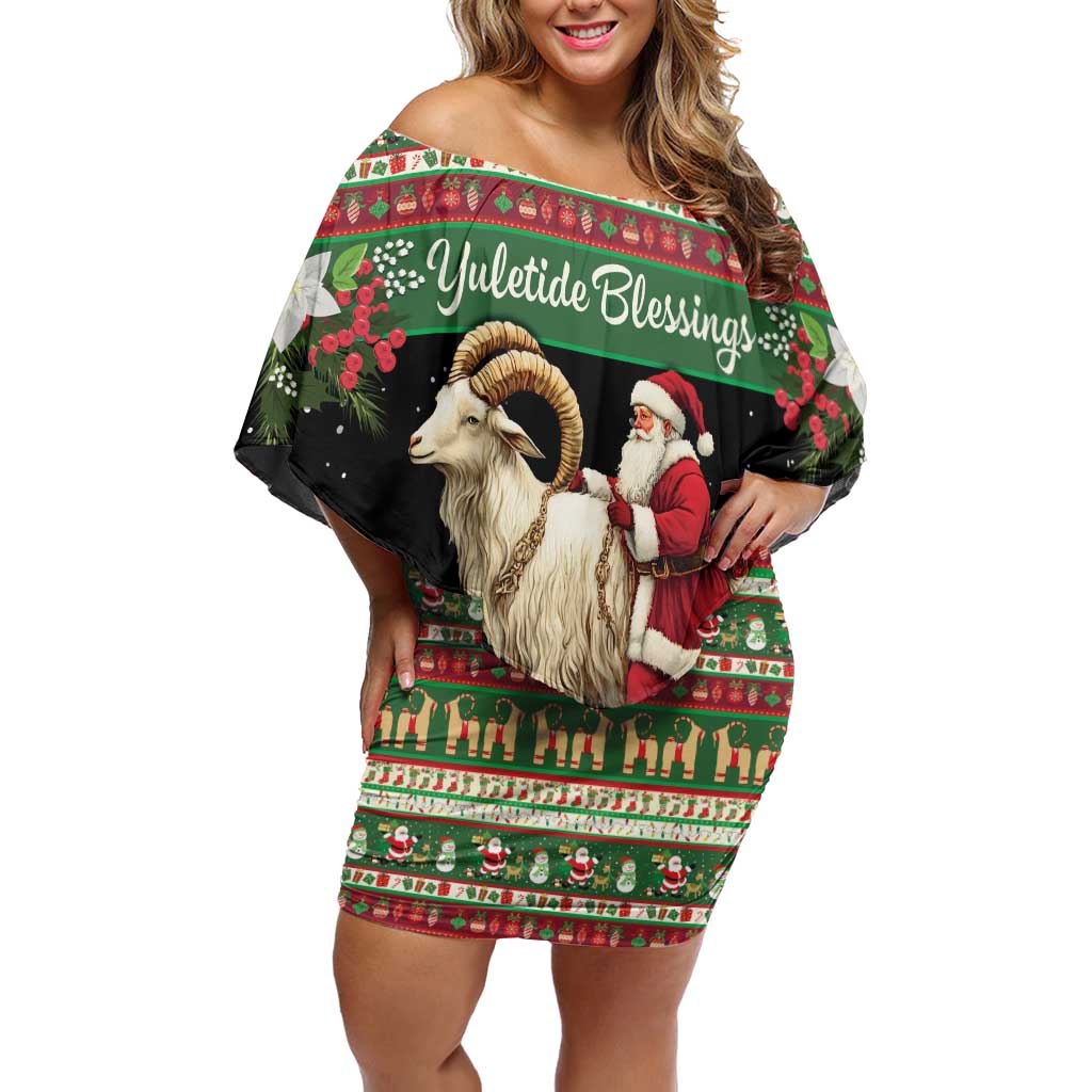 Yule Goat Personalized Off Shoulder Short Dress Scandanavian Mythology - Wonder Print Shop