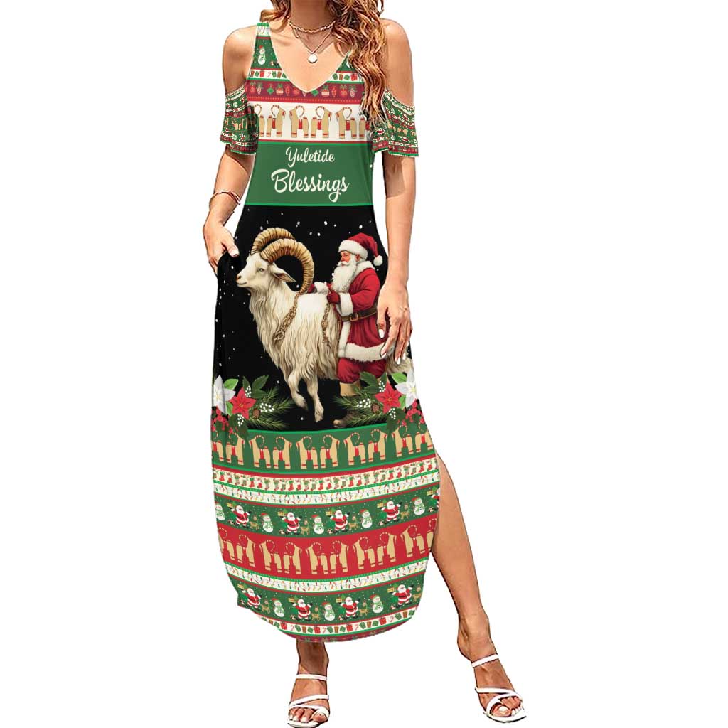 Yule Goat Personalized Summer Maxi Dress Scandanavian Mythology