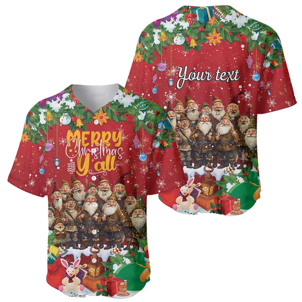 Red Christmas baseball jersey set: front says Merry Christmas, back shows 'Your text'