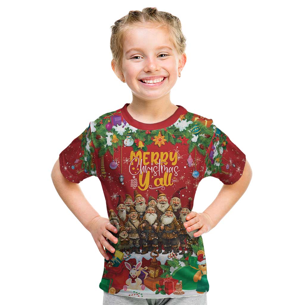 Red kids T-shirt with Merry Christmas graphic and festive characters