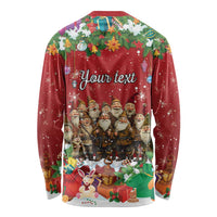 Red long sleeve shirt with Your text design and festive Yule character graphic