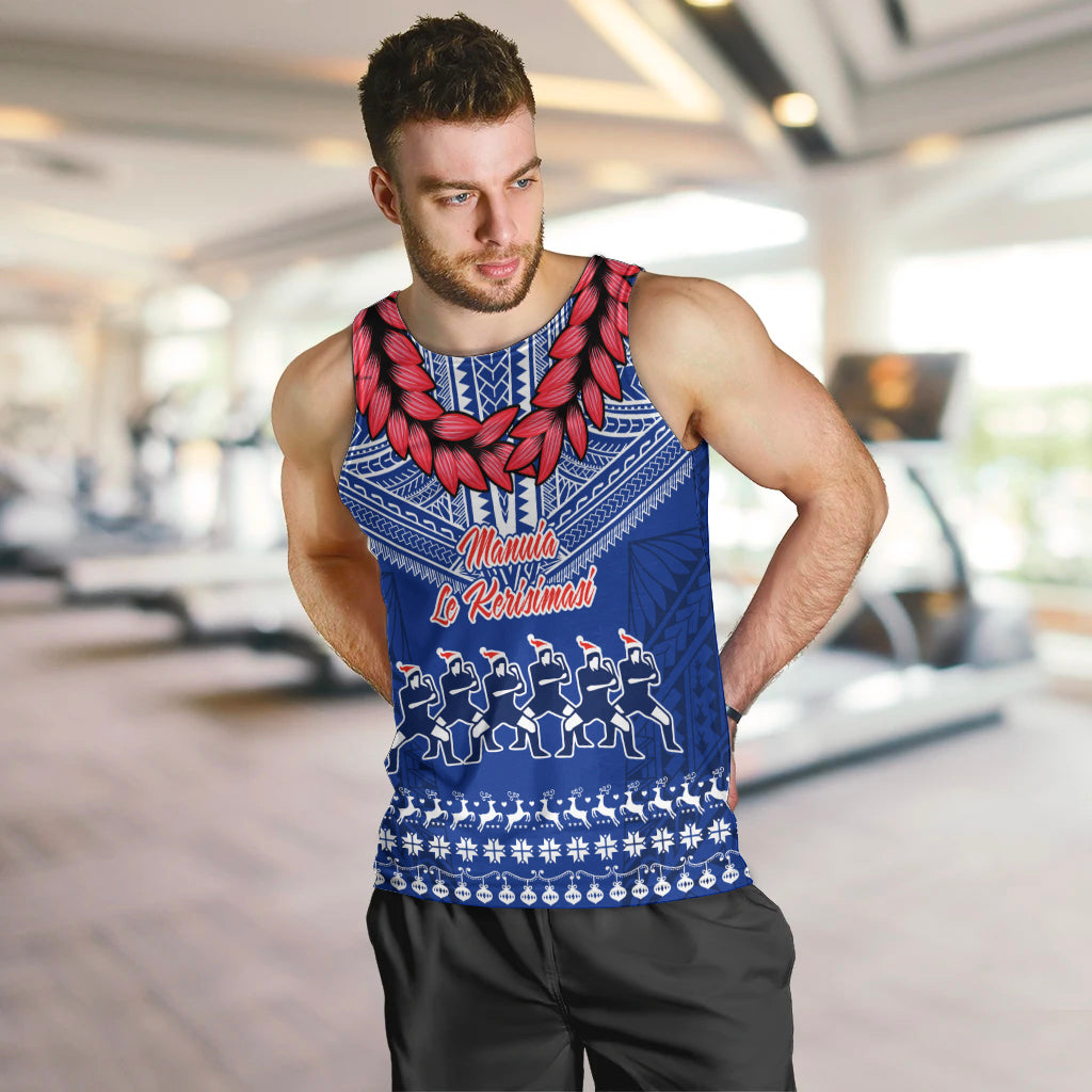 Toa Samoa Christmas Men Tank Top Samoa Siva Tau Manuia Le Kerisimasi Blue Vibe - Wonder Print Shop