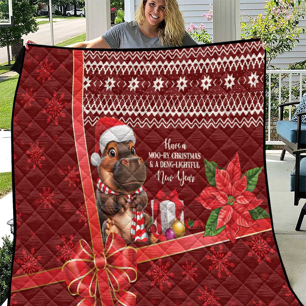 Funny Moo Deng Christmas Quilt - Wonder Print Shop