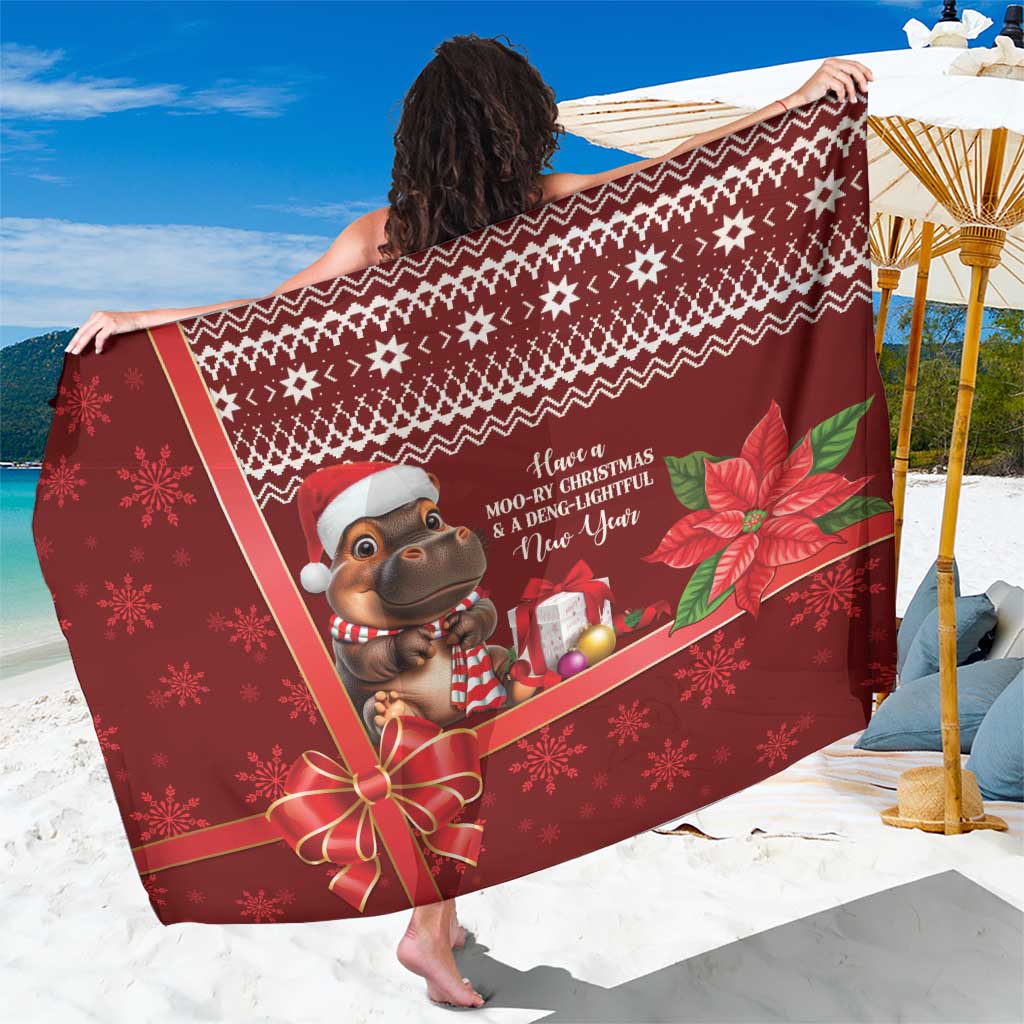 Funny Moo Deng Christmas Sarong