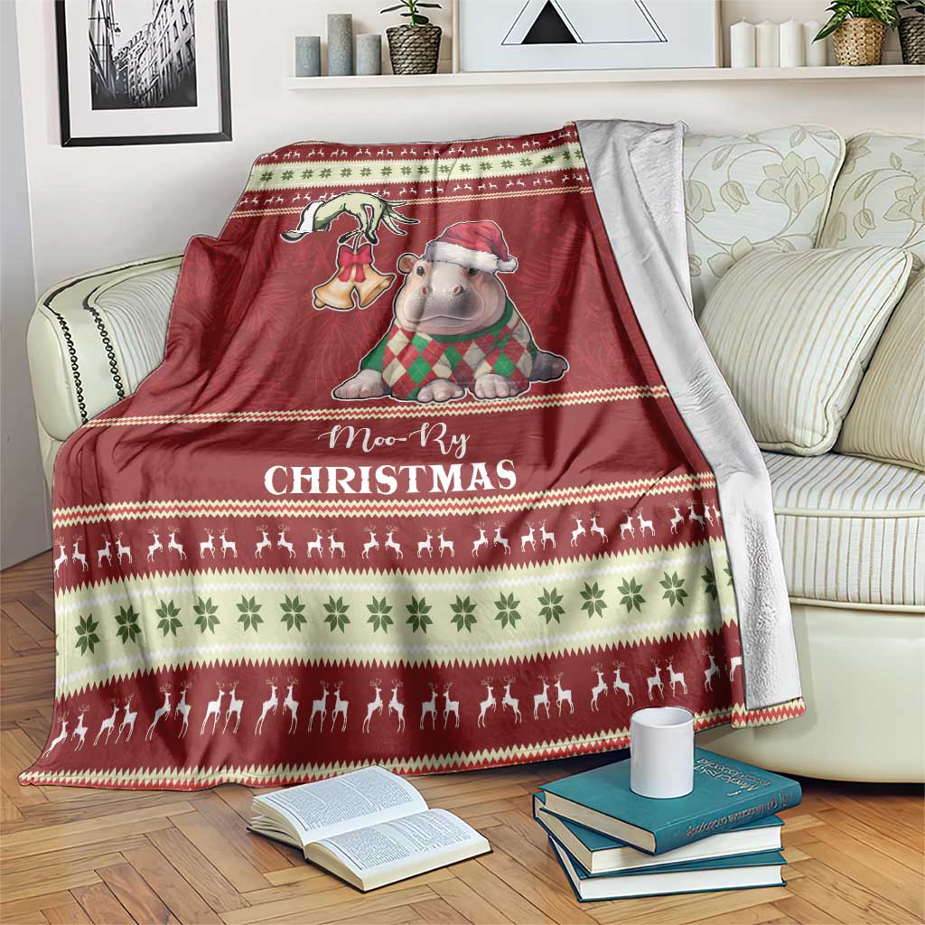 Moo Deng Moo-Ry Christmas Blanket Santa Baby Pygmy Hippo