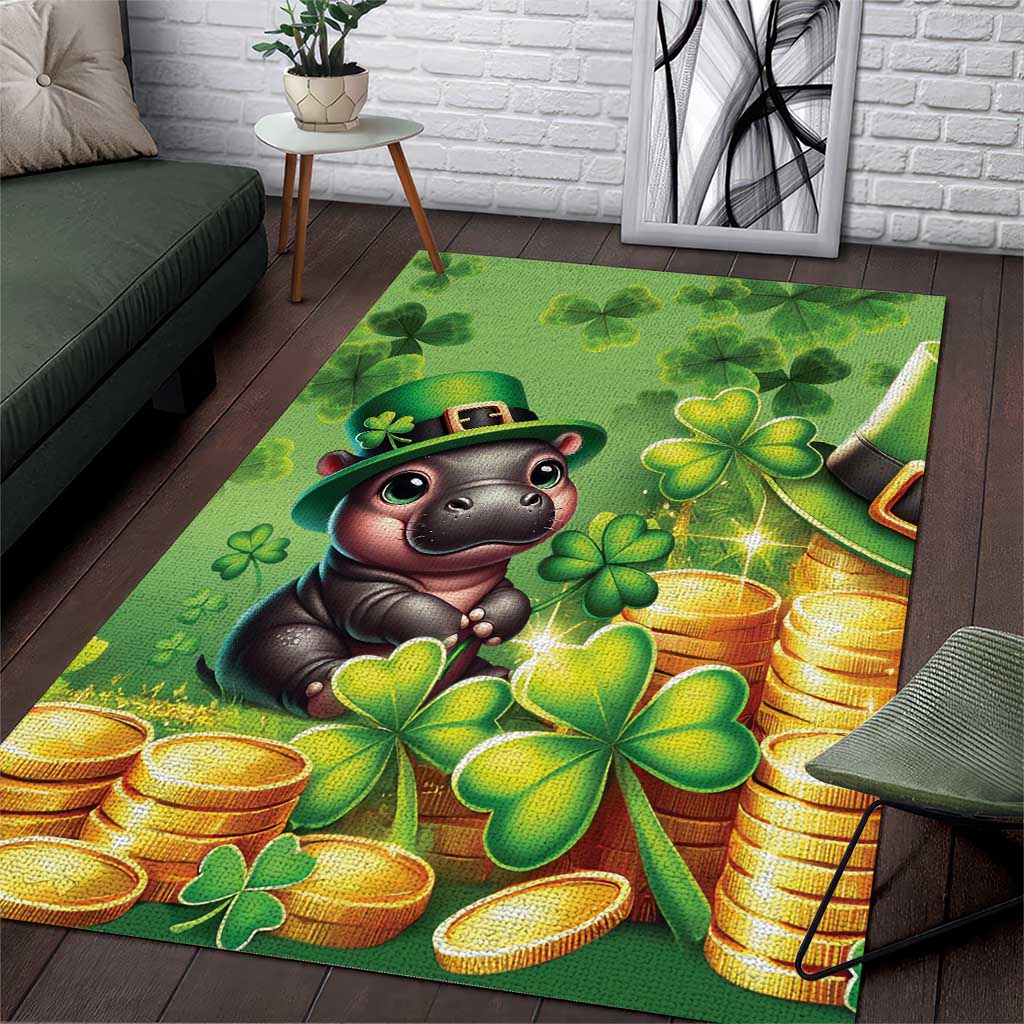 Leprechaun Moo Deng St Patricks Day Area Rug LT9 - Wonder Print Shop