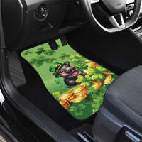 St. Patrick's Day car floor mat with leprechaun mouse, shamrocks, and gold coins