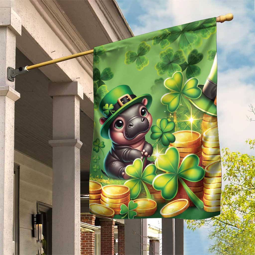 Leprechaun Moo Deng St Patricks Day Garden Flag - Wonder Print Shop