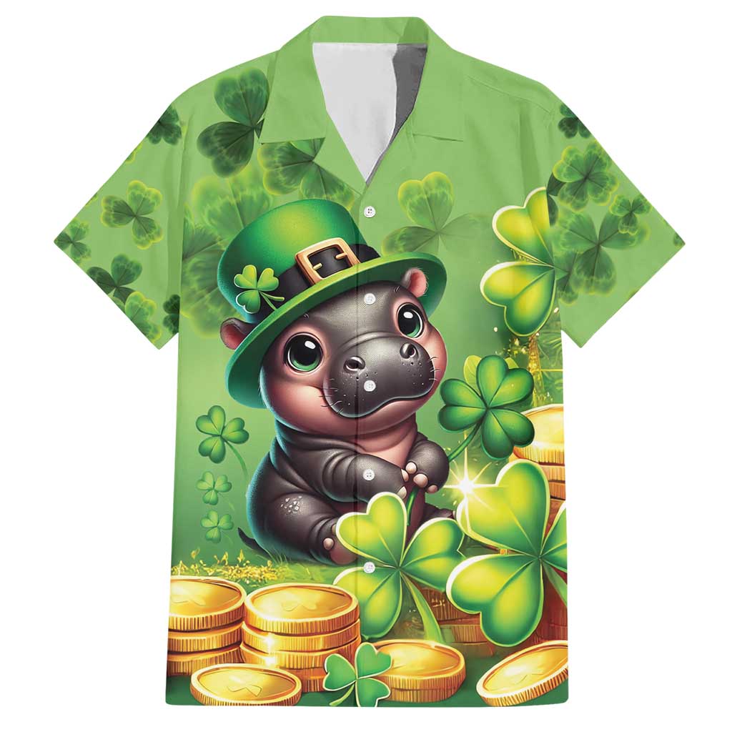 Leprechaun Moo Deng St Patricks Day Hawaiian Shirt - Wonder Print Shop