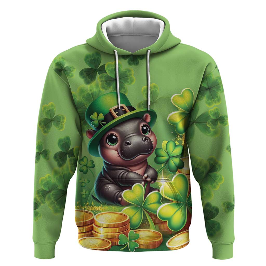 Leprechaun Moo Deng St Patricks Day Hoodie - Wonder Print Shop