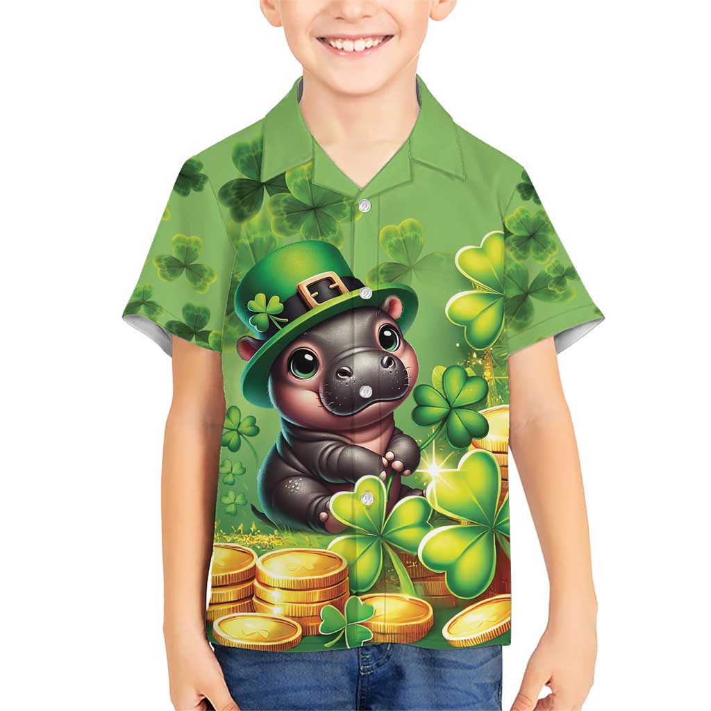 Leprechaun Moo Deng St Patricks Day Kid Hawaiian Shirt - Wonder Print Shop