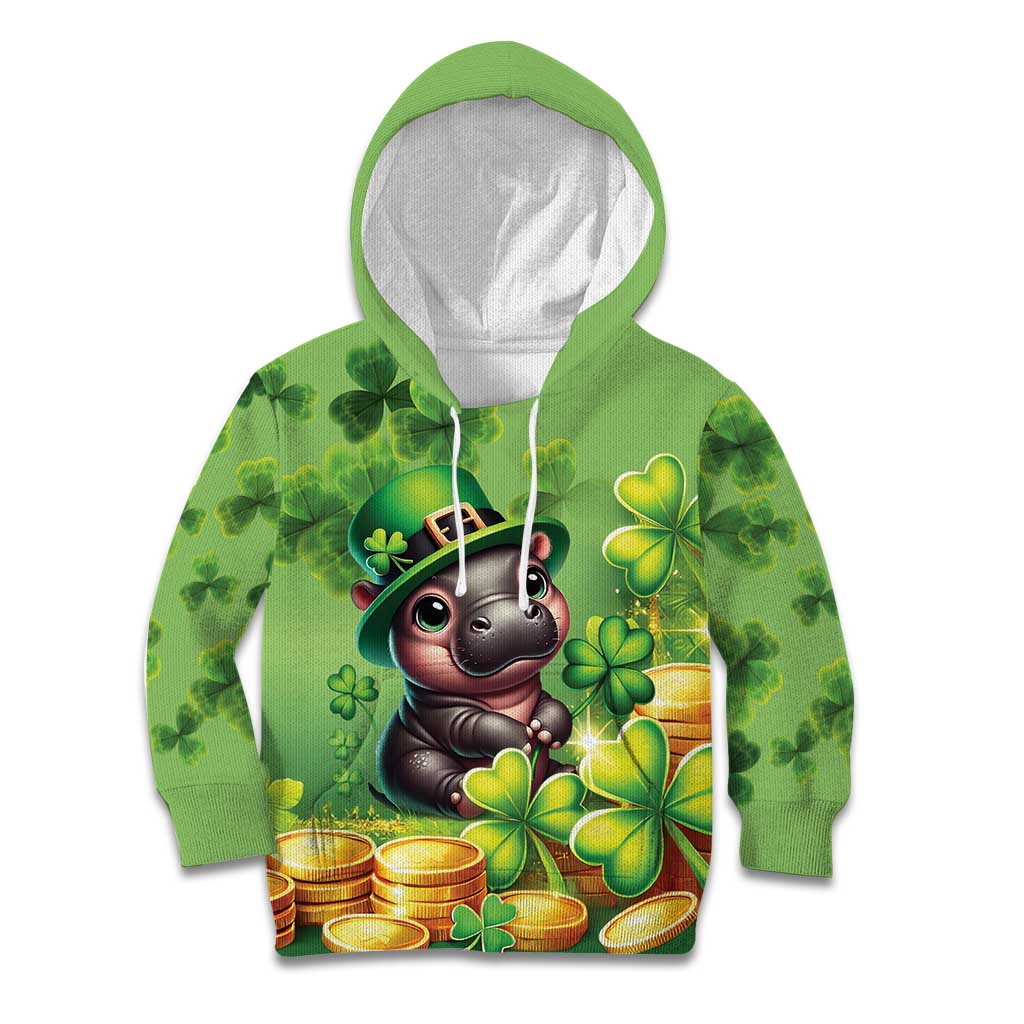 Leprechaun Moo Deng St Patricks Day Kid Hoodie - Wonder Print Shop