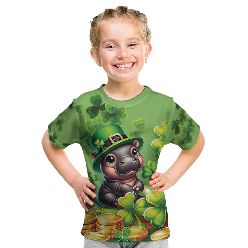 Leprechaun Moo Deng St Patricks Day Kid T Shirt - Wonder Print Shop