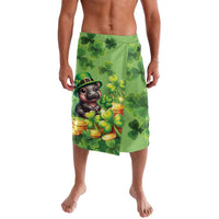 St. Patrick's Day green lavalava with cartoon cat and clover print