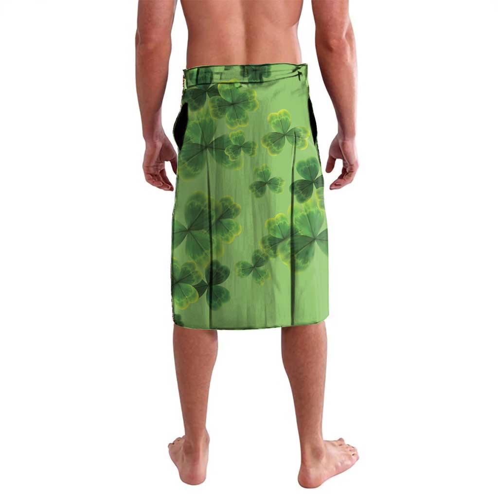 St. Patrick's Day green lavalava with allover clover leaf pattern