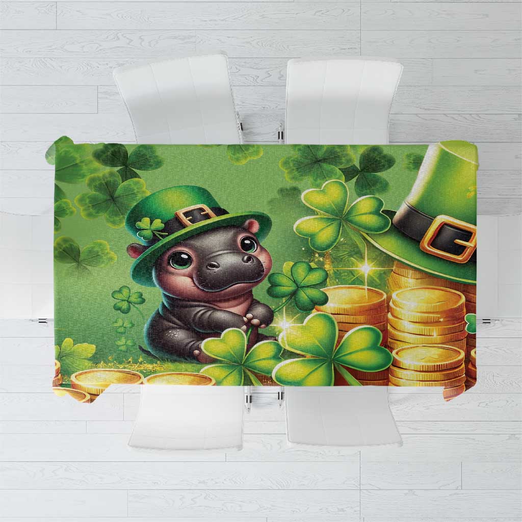 Leprechaun Moo Deng St Patricks Day Tablecloth - Wonder Print Shop