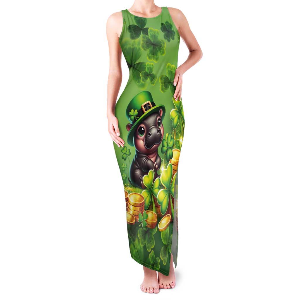 Leprechaun Moo Deng St Patricks Day Tank Maxi Dress - Wonder Print Shop