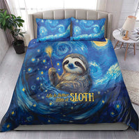 Blue galaxy sloth duvet and pillow set with starry night sky print and sloth face artwork