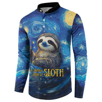 Galaxy sloth button sweatshirt with starry swirl print and SLOTH slogan