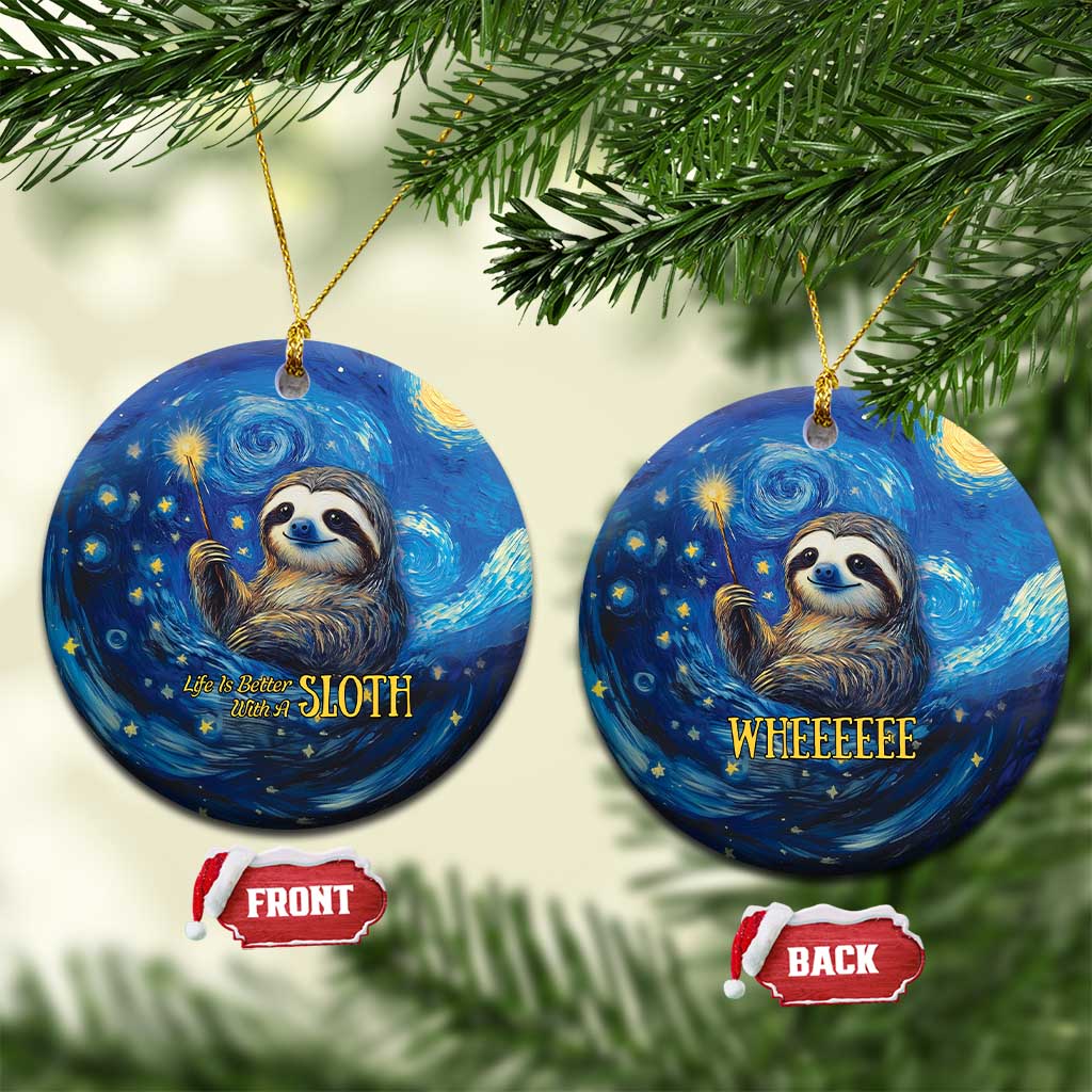 Sloth Life Is The Best Life Ceramic Ornament with Starry Night Sky LT9 - Wonder Print Shop