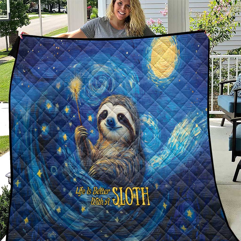 Sloth Life Is The Best Life Quilt with Starry Night Sky - Wonder Print Shop