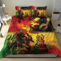 Reggae king bedding set duvet and two pillows, multicolor reggae “Happy birthday” print