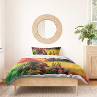 Reggae king bedding set duvet with “Happy birthday” reggae king graphic, bright multicolor print