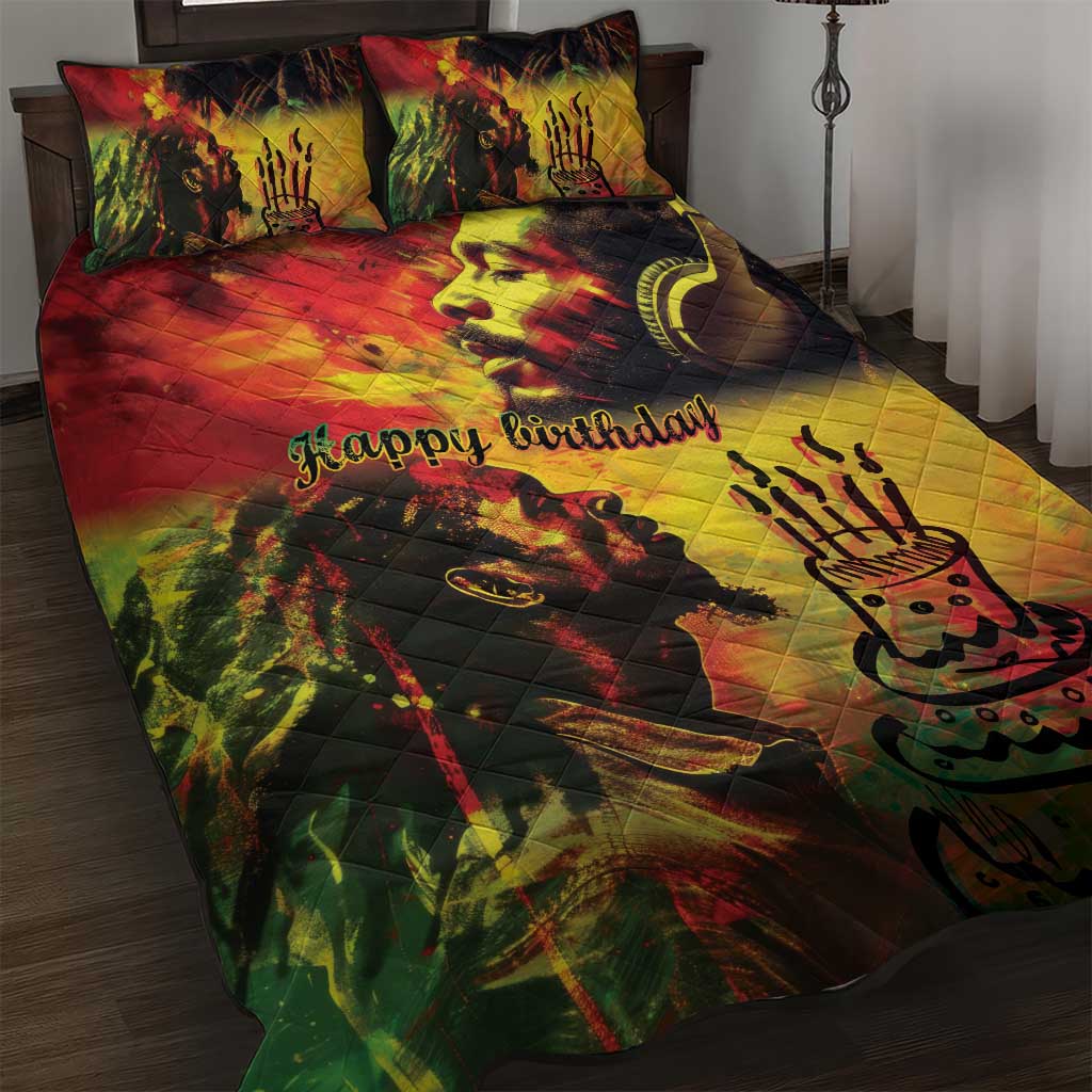 Happy Birthday King of Reggae Quilt Bed Set - Wonder Print Shop