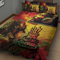 Reggae king quilt bed set with 'Happy birthday' text and red yellow green abstract graphics