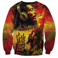 Unisex sweatshirt, long sleeves, reggae graphic with 'Bob Marley' and headphones