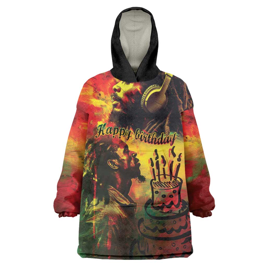 Happy Birthday King of Reggae Wearable Blanket Hoodie