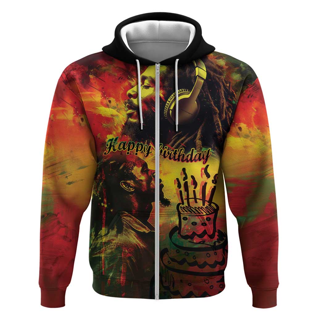 Happy Birthday King of Reggae Zip Hoodie - Wonder Print Shop