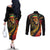 Jamaica Rastafarian Lion One Love Couples Matching Off The Shoulder Long Sleeve Dress and Long Sleeve Button Shirt LT9