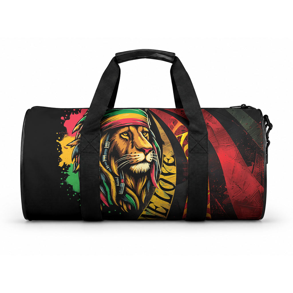 Black Jamaican Duffle Bag Rastafarian Lion One Love