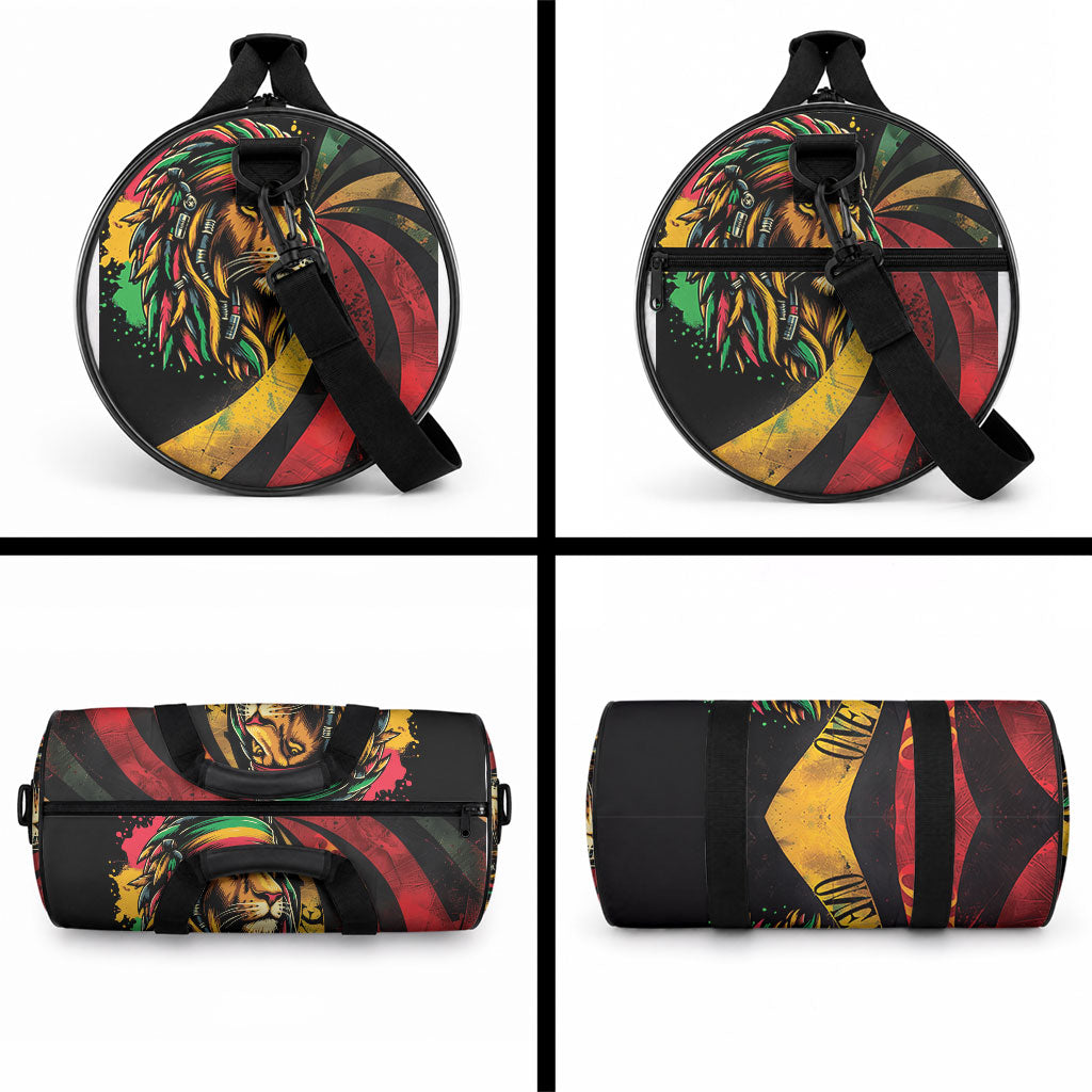 Black Jamaican Duffle Bag Rastafarian Lion One Love
