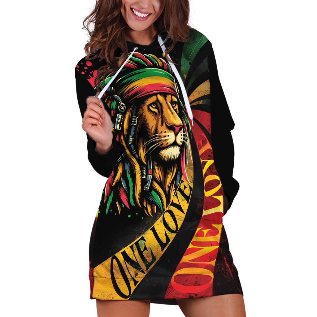 Jamaica Rastafarian Lion One Love Hoodie Dress - Wonder Print Shop