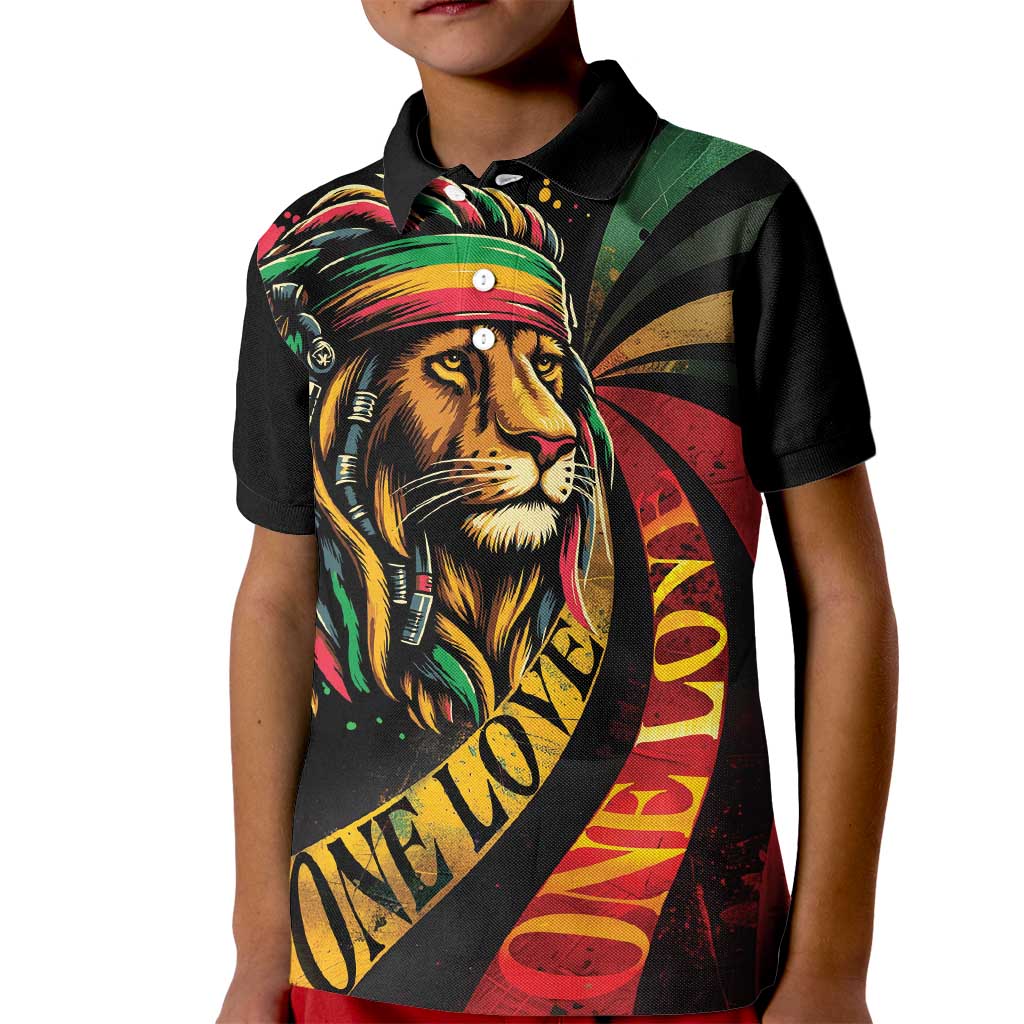 Jamaica Rastafarian Lion One Love Kid Polo Shirt - Wonder Print Shop