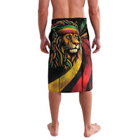 Rastafarian lion sarong, front panel with face artwork in red, green, yellow